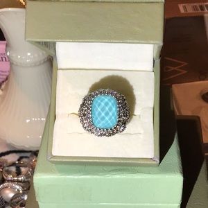 JUDITH RIPKA TURQUOISE DOUBLET & DIAMONIQUE RING